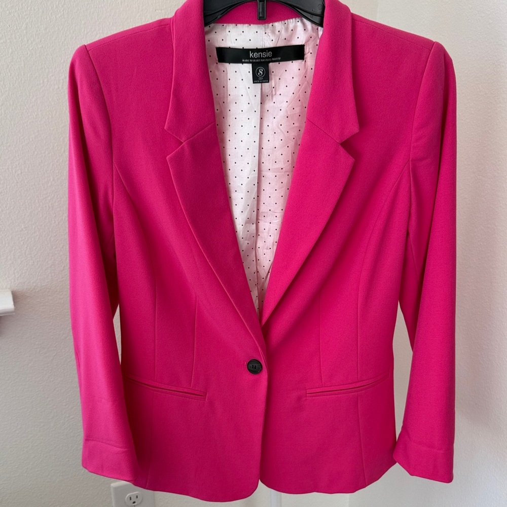 Kensie Women's Hot Pink Single-Button Notch-Lapel Blazer